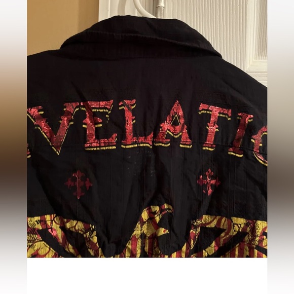 EIGHTY EIGHT MENS LARGE BLACK LONG SLEEVE BUTTON-UP SHIRT REVELATION GRAPHIC - Picture 4 of 10